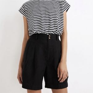 Madewell Linen Long Pleated Shorts in Black size 2